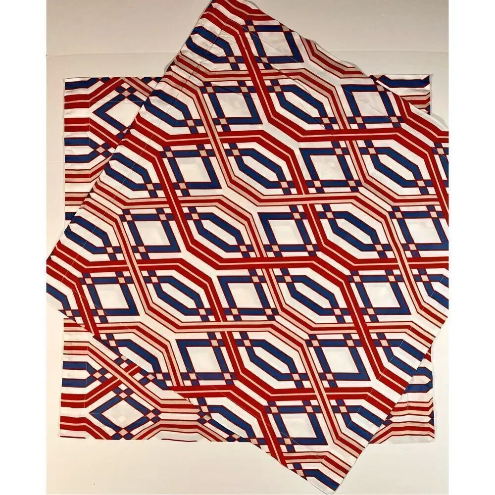 Pottery Barn Set of 2 Geometric Euro Square Pillow Shams Blue Orange EUC Bedroom